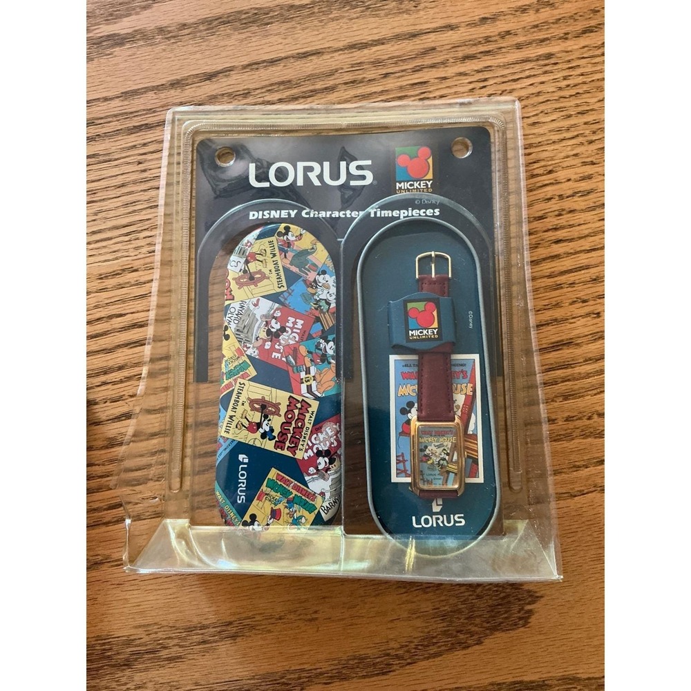 Vintage Lorus Mickey Mouse Watch Disney Mickey Unlimited Gold Tone Tin Sealed